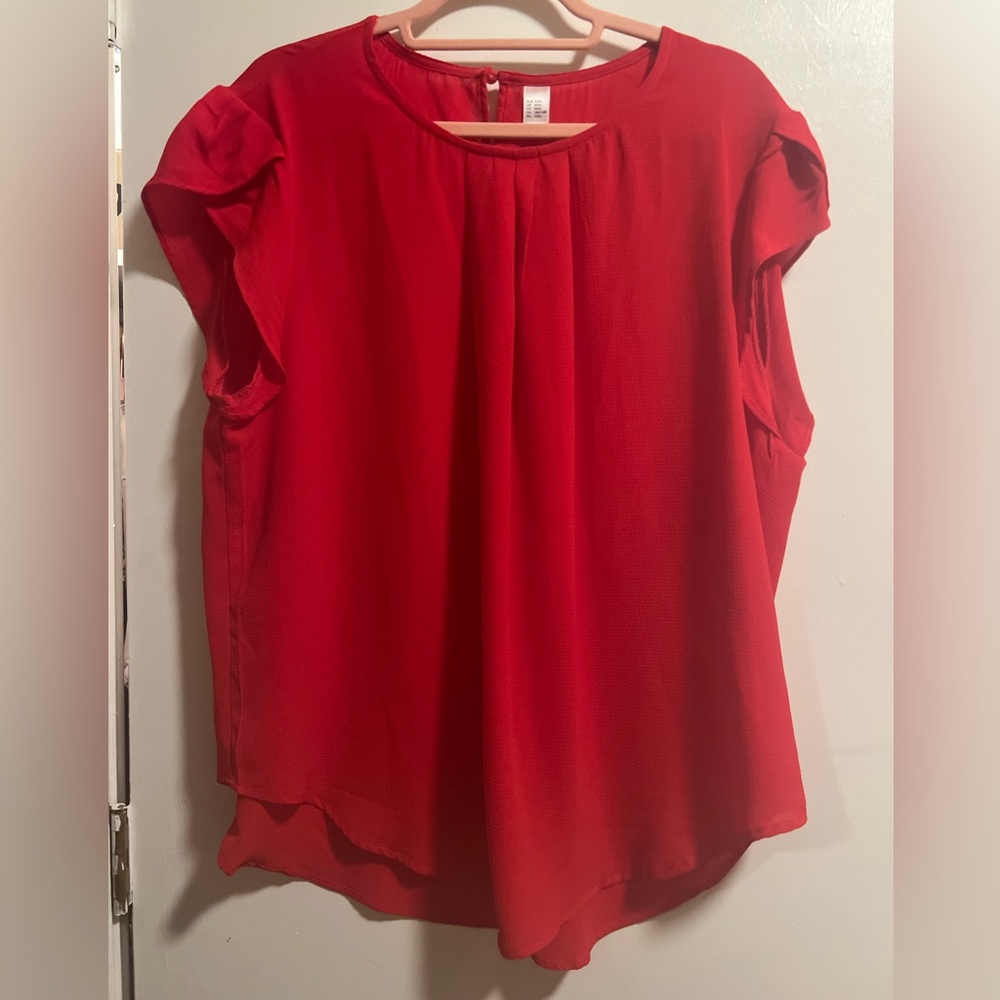 Lovely Red Partial Sleeve Blouse